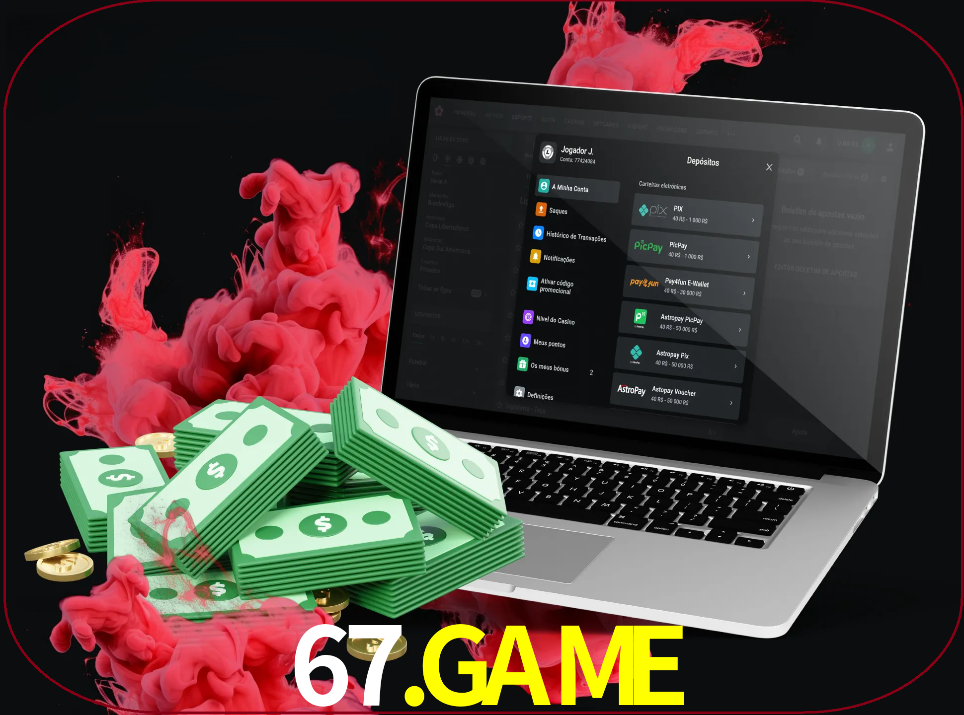 Para efetuar um depósito na sua conta 67.game, basta escolher o método de depósito e especificar o montante.