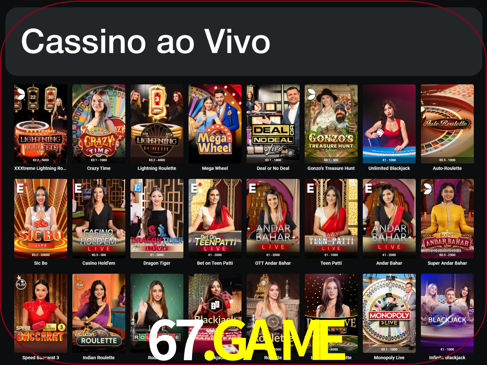 Jogue jogos de cassino com um verdadeiro dealer.