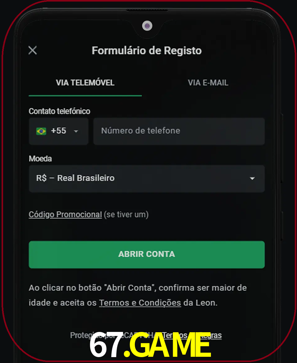 Abra o aplicativo e inicie o processo de registro.